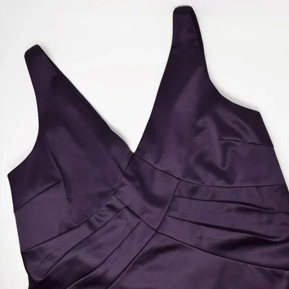 JS Collections Evening Cocktail Dress Women 16 Satin Eggplant Purple Event Prom - Picture 6 of 12